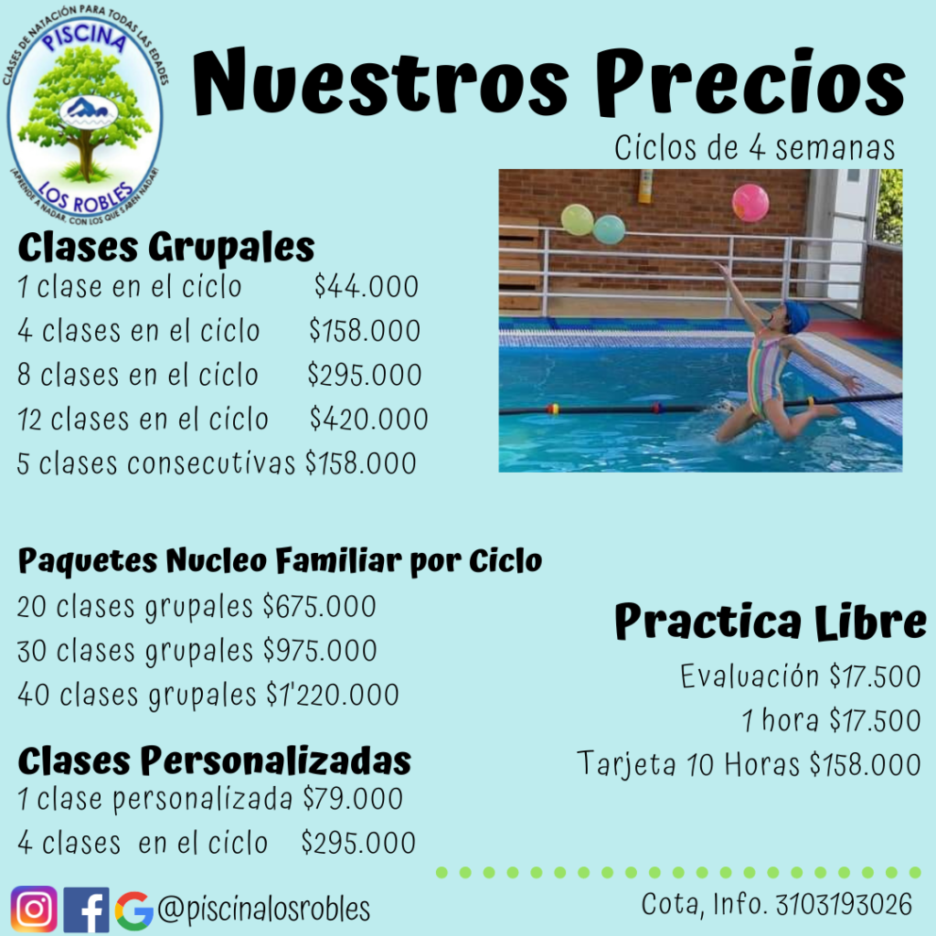 Precios – Centro Deportivo Y Recreativo Los Robles